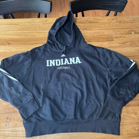 Adidas IU Football Hoodie Men’s XL Black Indiana Football Hooded Sweatshirt - Picture 1 of 7